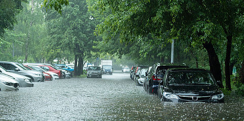 überschwemmte Straße