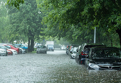 überschwemmte Straße