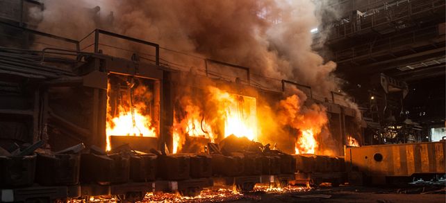 Flammeninferno: Ein Brand in einer Gewerbeimmobilie gefährdet nicht nur Menschenleben, sondern verursacht auch hohe Schäden. Unternehmen mit Versicherung sind in einem solchen Fall klar im Vorteil.