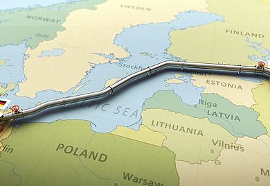 Nord-Stream-2-Pipeline auf einer Karte