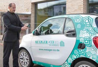 Ab zur Baustelle: Auch Metzger-Geschäftsführer Oliver Uecker nutzt die Elektrosmarts.